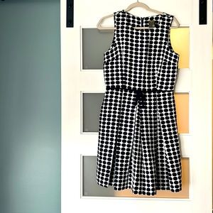 Classic style dress with navy blue and white polka dots by Taylor, size 8.